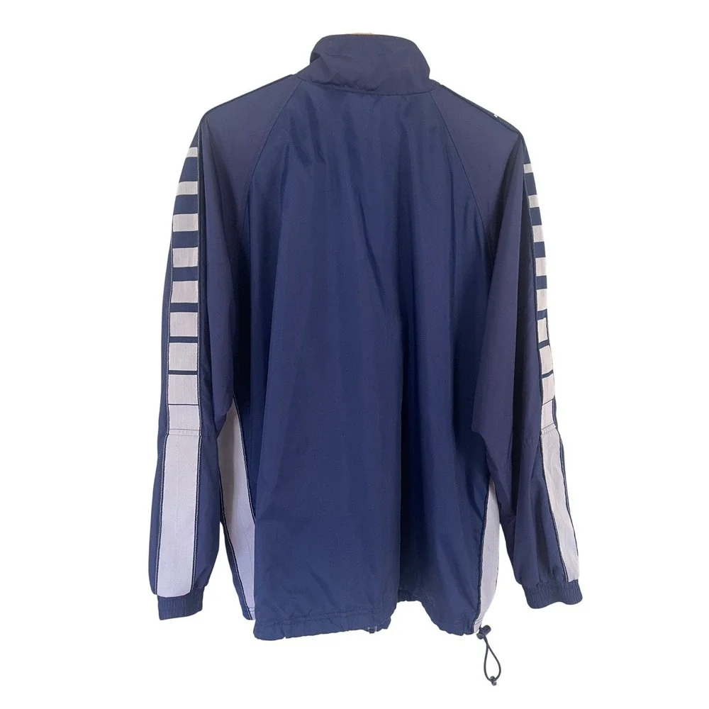 Adidas Mens Track Jacket Full‎ Zip Wind Breaker Navy Blue Nylon Size XL